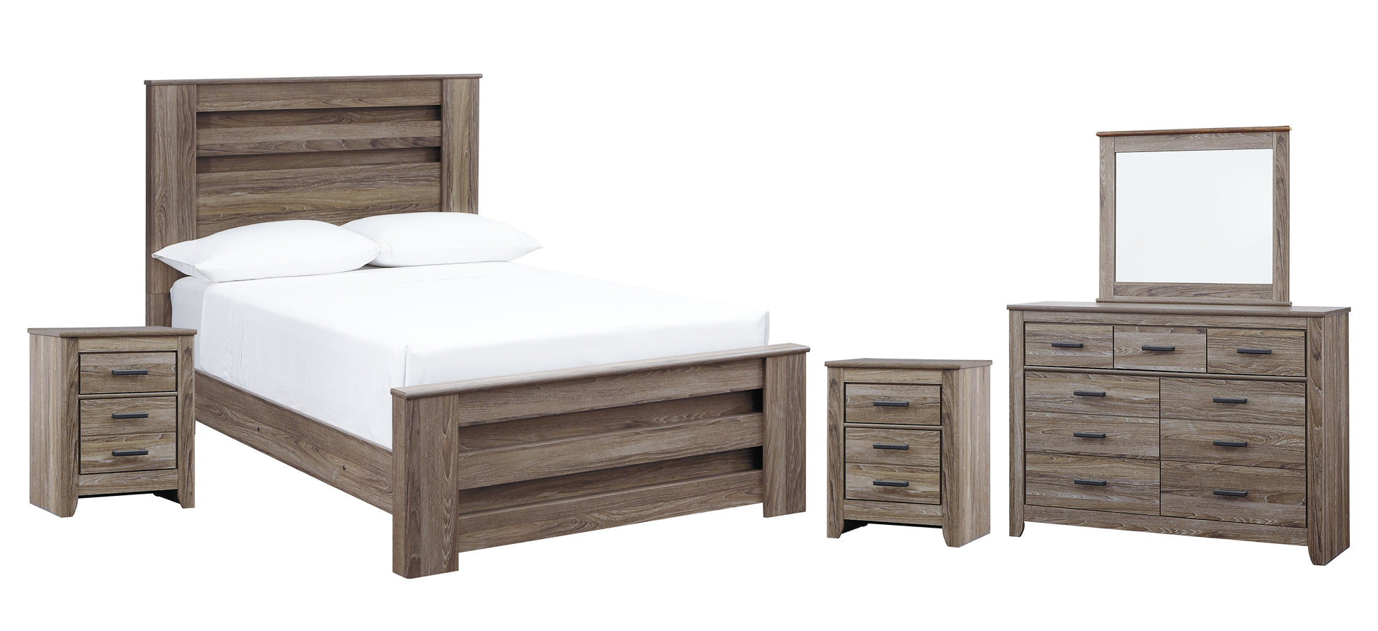 Zelen Full Panel Bed with Mirrored Dresser and 2 Nightstands Milwaukee Furniture of Chicago - Furniture Store in Chicago Serving Humbolt Park, Roscoe Village, Avondale, & Homan Square