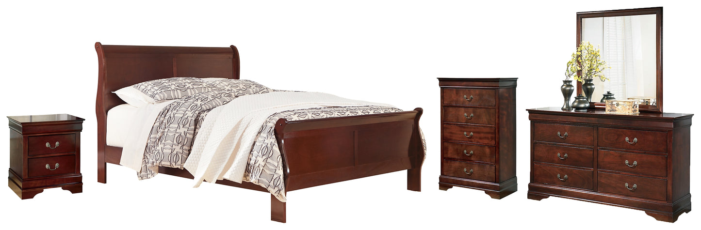 Alisdair Queen Sleigh Bed with Mirrored Dresser, Chest and Nightstand Milwaukee Furniture of Chicago - Furniture Store in Chicago Serving Humbolt Park, Roscoe Village, Avondale, & Homan Square