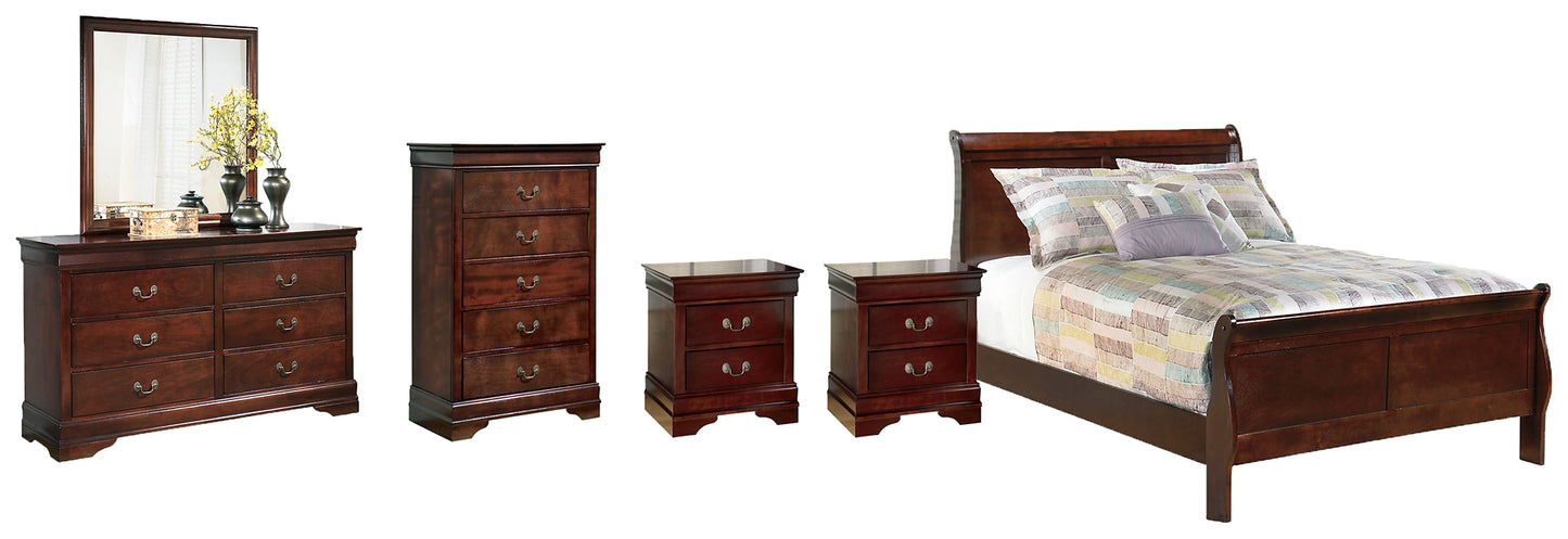 Alisdair Full Sleigh Bed with Mirrored Dresser, Chest and 2 Nightstands Milwaukee Furniture of Chicago - Furniture Store in Chicago Serving Humbolt Park, Roscoe Village, Avondale, & Homan Square
