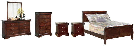 Alisdair Twin Sleigh Bed with Mirrored Dresser, Chest and 2 Nightstands Milwaukee Furniture of Chicago - Furniture Store in Chicago Serving Humbolt Park, Roscoe Village, Avondale, & Homan Square