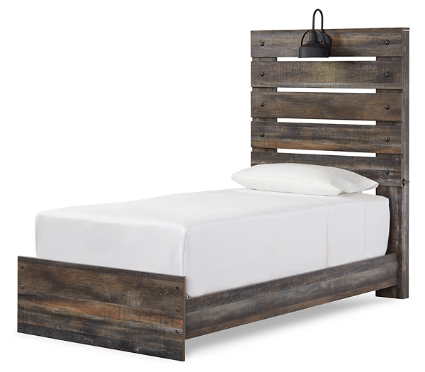 Drystan Twin Panel Bed with Mirrored Dresser and 2 Nightstands Milwaukee Furniture of Chicago - Furniture Store in Chicago Serving Humbolt Park, Roscoe Village, Avondale, & Homan Square