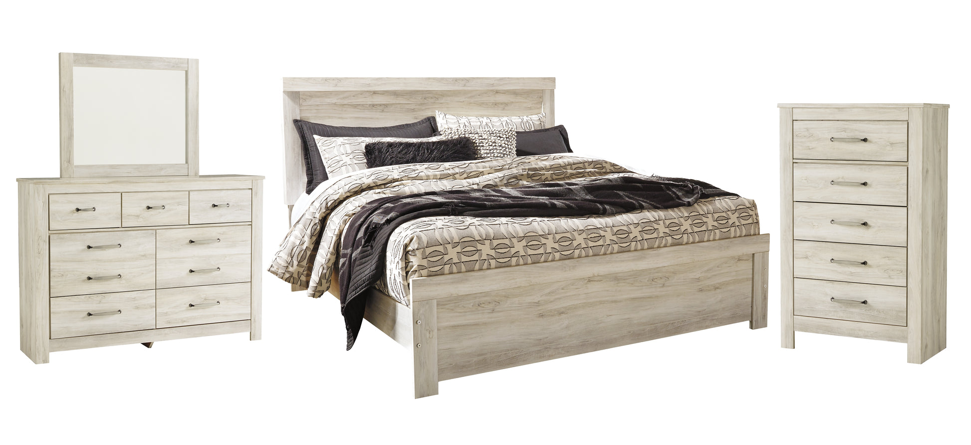Bellaby Queen Panel Bed with Mirrored Dresser and Chest Milwaukee Furniture of Chicago - Furniture Store in Chicago Serving Humbolt Park, Roscoe Village, Avondale, & Homan Square
