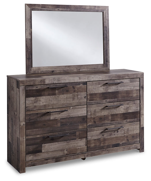 Derekson King Panel Bed with Mirrored Dresser, Chest and Nightstand Milwaukee Furniture of Chicago - Furniture Store in Chicago Serving Humbolt Park, Roscoe Village, Avondale, & Homan Square