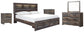 Drystan Queen Bookcase Bed with 2 Storage Drawers with Mirrored Dresser and 2 Nightstands Milwaukee Furniture of Chicago - Furniture Store in Chicago Serving Humbolt Park, Roscoe Village, Avondale, & Homan Square