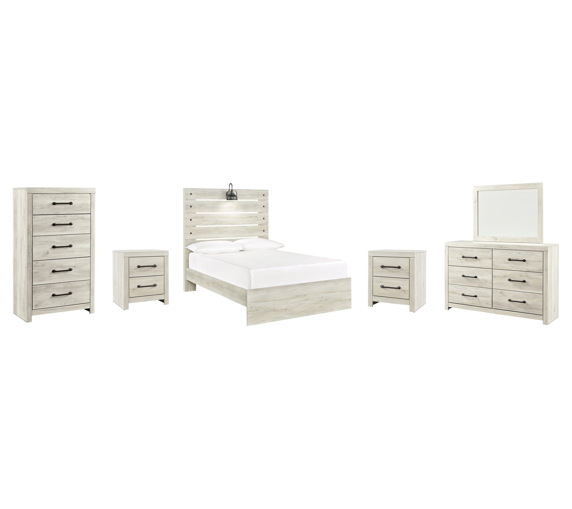 Cambeck Queen Panel Bed with Mirrored Dresser, Chest and 2 Nightstands Milwaukee Furniture of Chicago - Furniture Store in Chicago Serving Humbolt Park, Roscoe Village, Avondale, & Homan Square