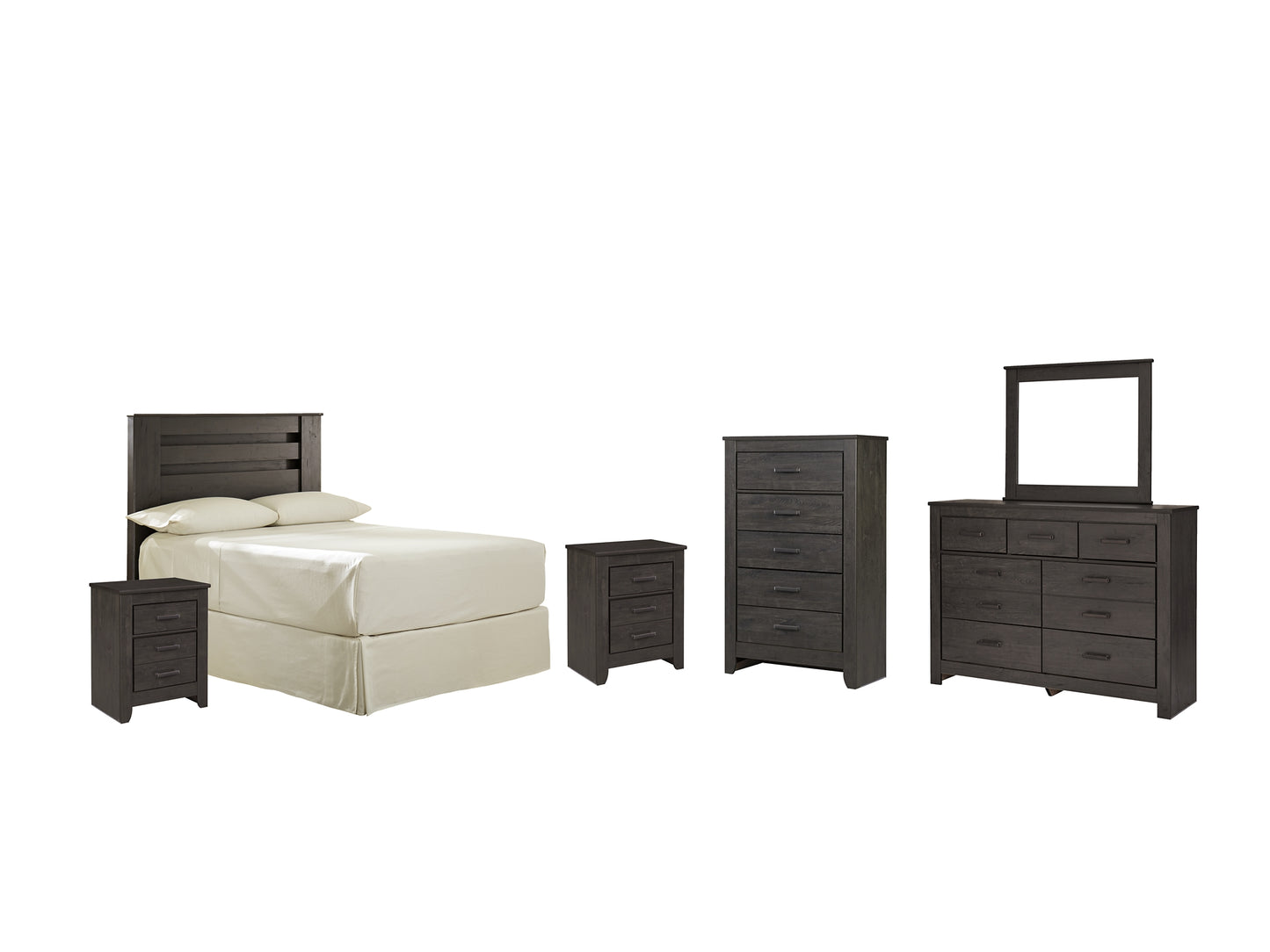 Brinxton Full Panel Headboard with Mirrored Dresser, Chest and 2 Nightstands Milwaukee Furniture of Chicago - Furniture Store in Chicago Serving Humbolt Park, Roscoe Village, Avondale, & Homan Square