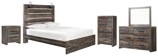 Drystan Full Panel Bed with Mirrored Dresser, Chest and Nightstand Milwaukee Furniture of Chicago - Furniture Store in Chicago Serving Humbolt Park, Roscoe Village, Avondale, & Homan Square