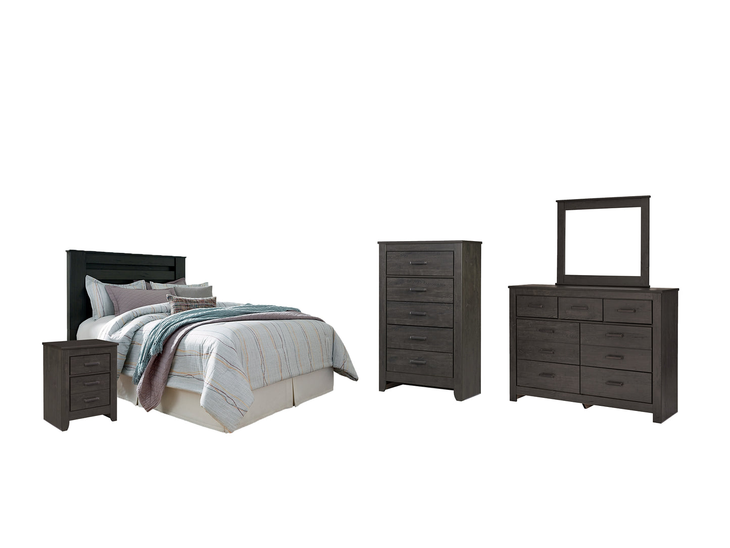 Brinxton Queen/Full Panel Headboard with Mirrored Dresser, Chest and Nightstand Milwaukee Furniture of Chicago - Furniture Store in Chicago Serving Humbolt Park, Roscoe Village, Avondale, & Homan Square