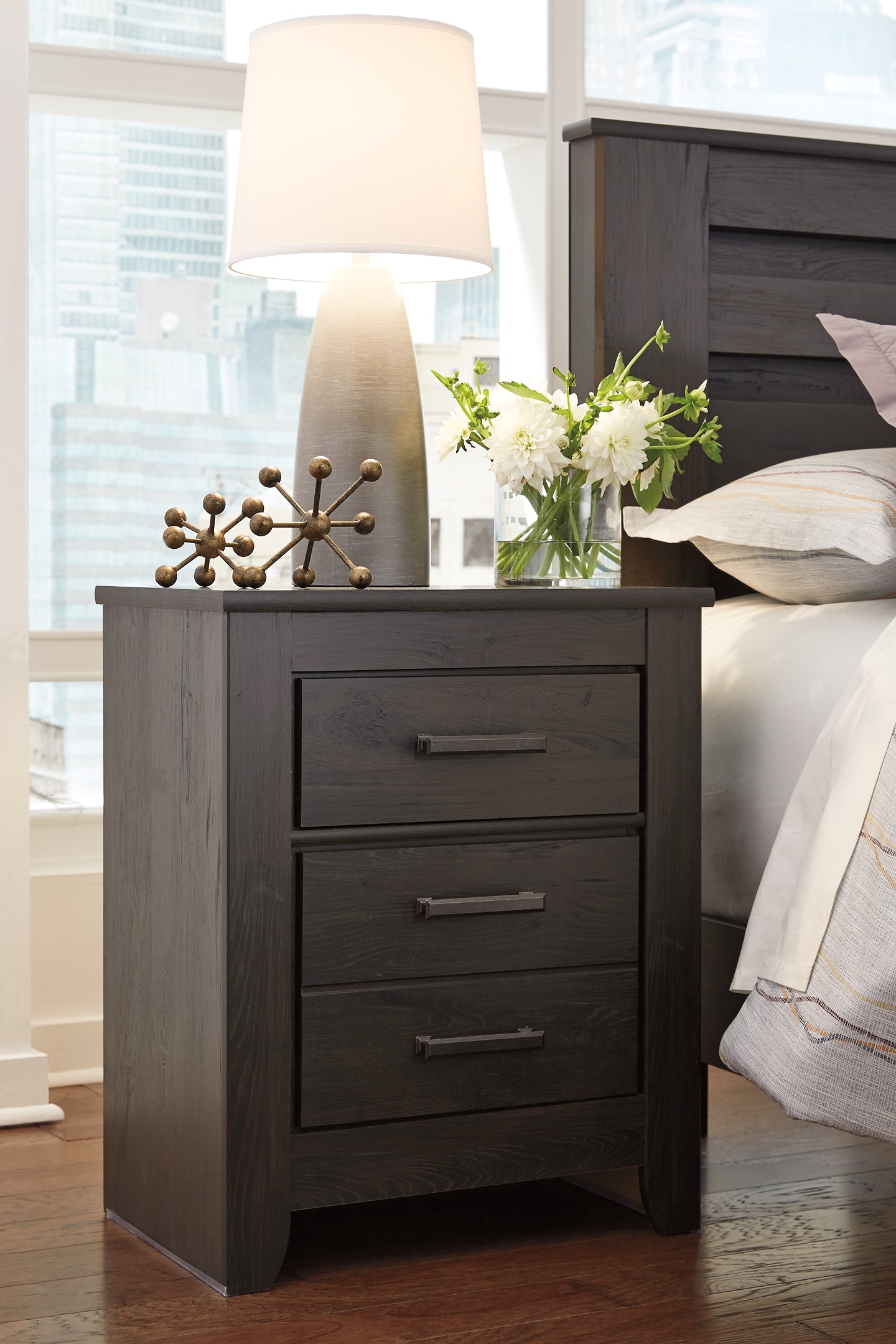 Brinxton Queen/Full Panel Headboard with Mirrored Dresser and 2 Nightstands Milwaukee Furniture of Chicago - Furniture Store in Chicago Serving Humbolt Park, Roscoe Village, Avondale, & Homan Square
