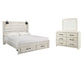 Cambeck King Panel Bed with 2 Storage Drawers with Mirrored Dresser Milwaukee Furniture of Chicago - Furniture Store in Chicago Serving Humbolt Park, Roscoe Village, Avondale, & Homan Square