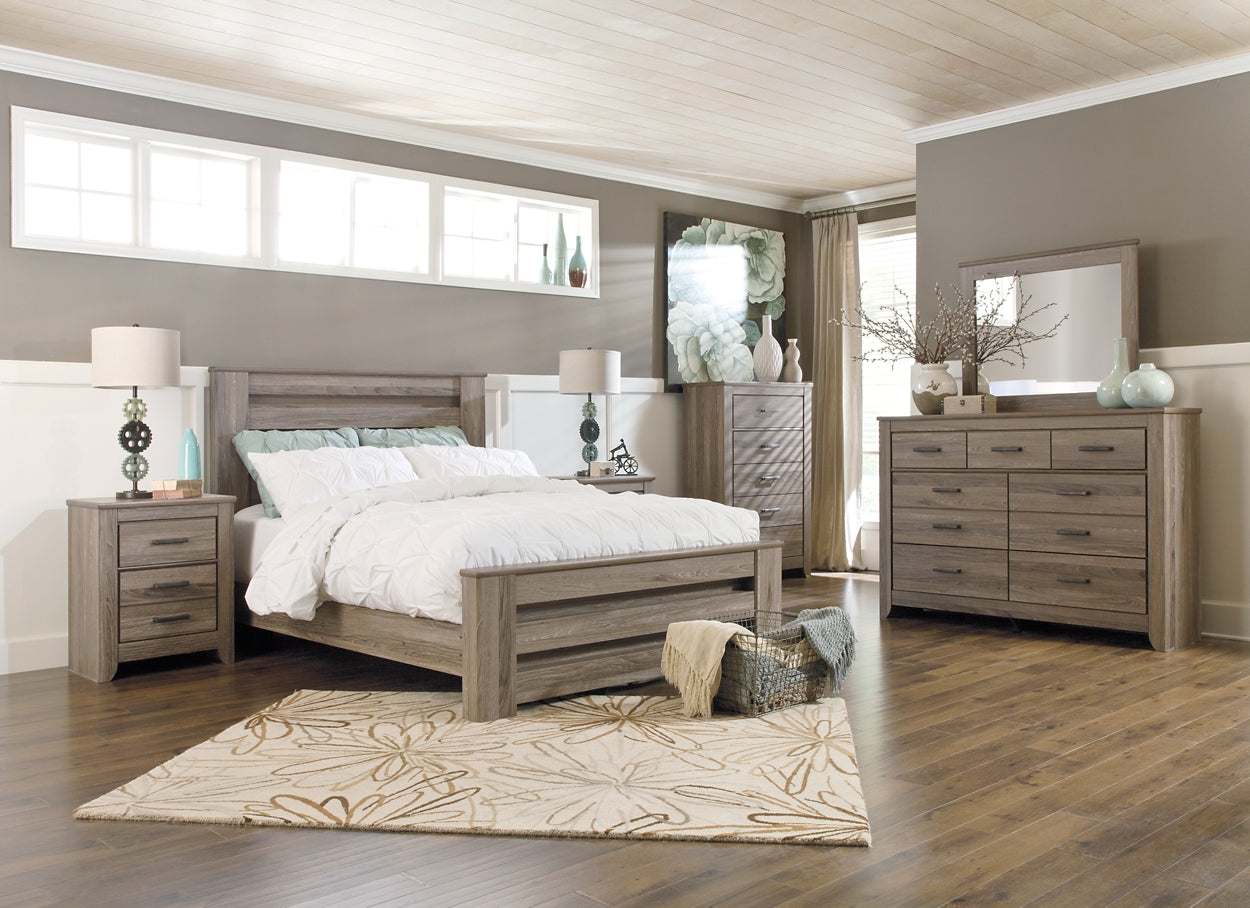 Zelen Queen Panel Bed with Mirrored Dresser, Chest and 2 Nightstands Milwaukee Furniture of Chicago - Furniture Store in Chicago Serving Humbolt Park, Roscoe Village, Avondale, & Homan Square