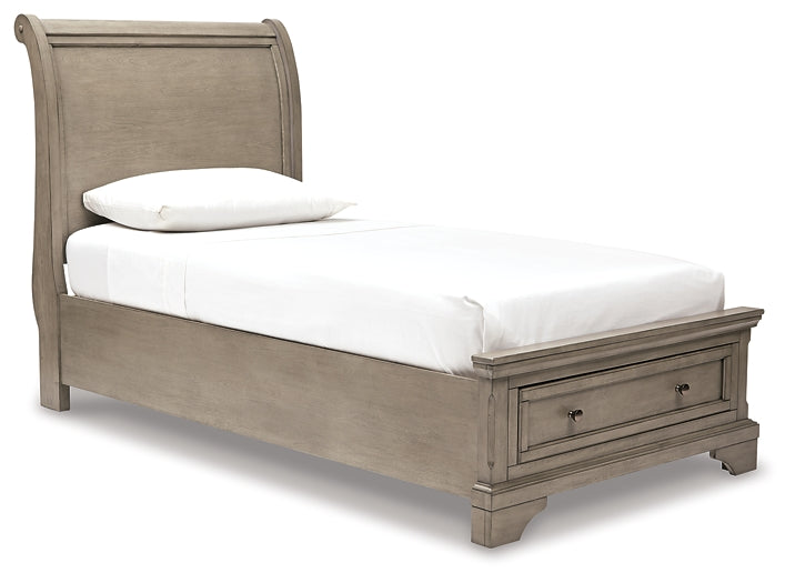 Lettner Twin Sleigh Bed with Mirrored Dresser and Chest Milwaukee Furniture of Chicago - Furniture Store in Chicago Serving Humbolt Park, Roscoe Village, Avondale, & Homan Square
