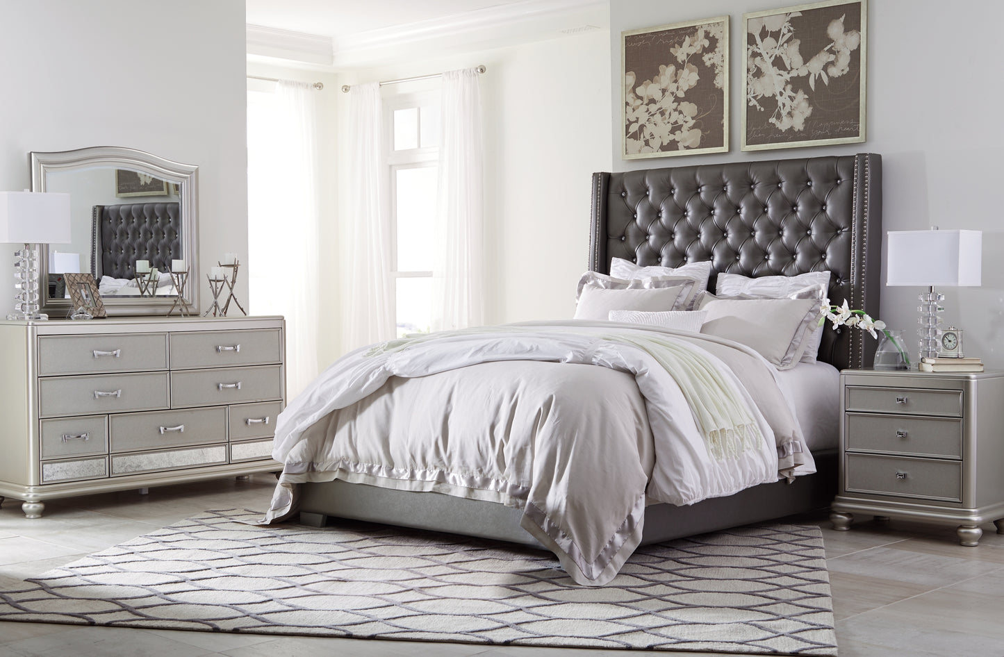 Coralayne Queen Upholstered Bed with Dresser Milwaukee Furniture of Chicago - Furniture Store in Chicago Serving Humbolt Park, Roscoe Village, Avondale, & Homan Square