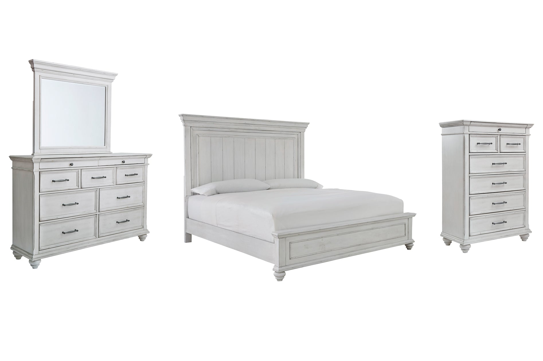 Kanwyn King Panel Bed with Mirrored Dresser and Chest Milwaukee Furniture of Chicago - Furniture Store in Chicago Serving Humbolt Park, Roscoe Village, Avondale, & Homan Square