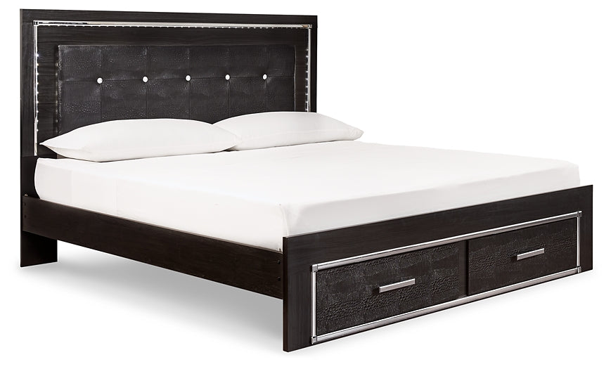 Kaydell King Panel Bed with Storage with Mirrored Dresser and 2 Nightstands Milwaukee Furniture of Chicago - Furniture Store in Chicago Serving Humbolt Park, Roscoe Village, Avondale, & Homan Square