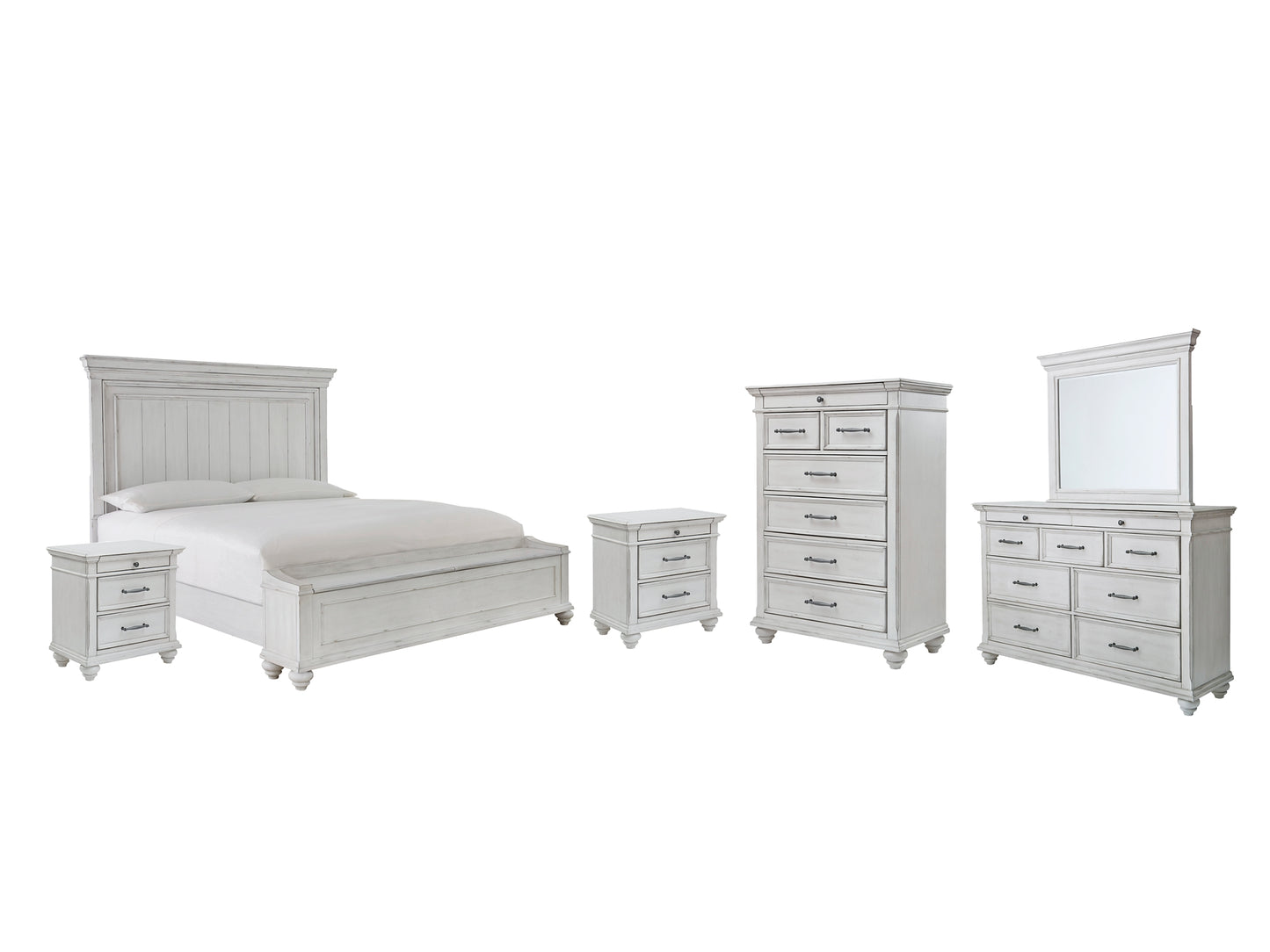 Kanwyn Queen Panel Bed with Storage with Mirrored Dresser, Chest and 2 Nightstands Milwaukee Furniture of Chicago - Furniture Store in Chicago Serving Humbolt Park, Roscoe Village, Avondale, & Homan Square