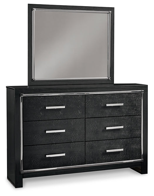 Kaydell Queen Panel Bed with Storage with Mirrored Dresser Milwaukee Furniture of Chicago - Furniture Store in Chicago Serving Humbolt Park, Roscoe Village, Avondale, & Homan Square