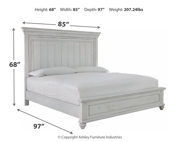 Kanwyn King Panel Bed with Mirrored Dresser Milwaukee Furniture of Chicago - Furniture Store in Chicago Serving Humbolt Park, Roscoe Village, Avondale, & Homan Square