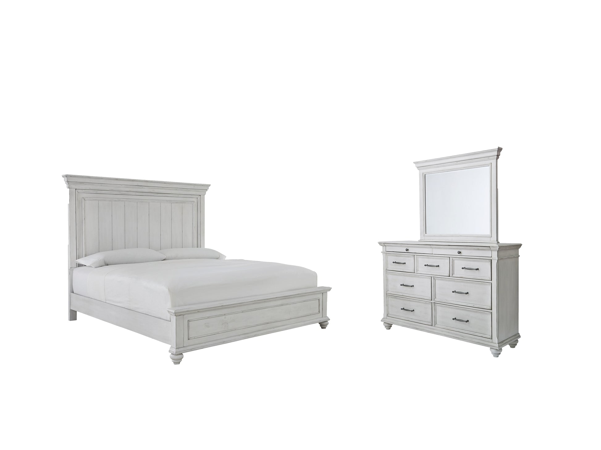 Kanwyn King Panel Bed with Mirrored Dresser Milwaukee Furniture of Chicago - Furniture Store in Chicago Serving Humbolt Park, Roscoe Village, Avondale, & Homan Square