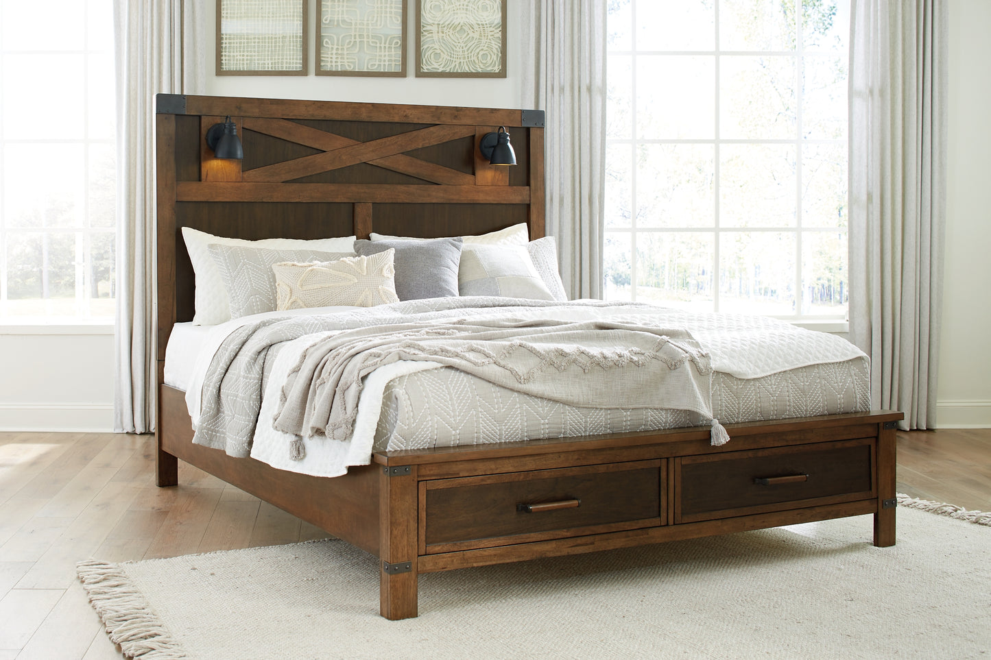 Wyattfield King Panel Bed with Mirrored Dresser Milwaukee Furniture of Chicago - Furniture Store in Chicago Serving Humbolt Park, Roscoe Village, Avondale, & Homan Square