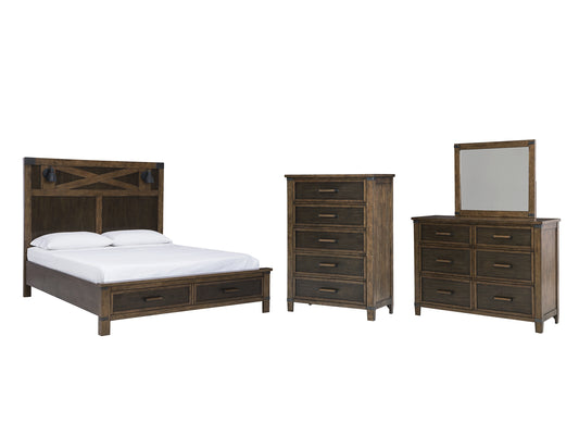 Wyattfield King Panel Bed with Mirrored Dresser and Chest Milwaukee Furniture of Chicago - Furniture Store in Chicago Serving Humbolt Park, Roscoe Village, Avondale, & Homan Square