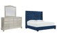 Coralayne California King Upholstered Bed with Mirrored Dresser Milwaukee Furniture of Chicago - Furniture Store in Chicago Serving Humbolt Park, Roscoe Village, Avondale, & Homan Square