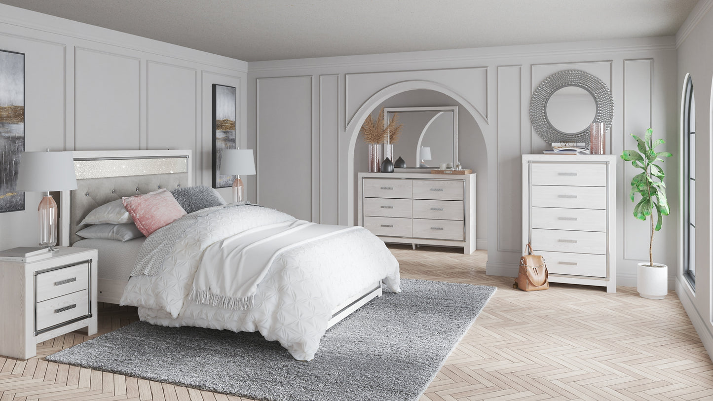 Altyra Queen Panel Bed with Mirrored Dresser, Chest and 2 Nightstands Milwaukee Furniture of Chicago - Furniture Store in Chicago Serving Humbolt Park, Roscoe Village, Avondale, & Homan Square