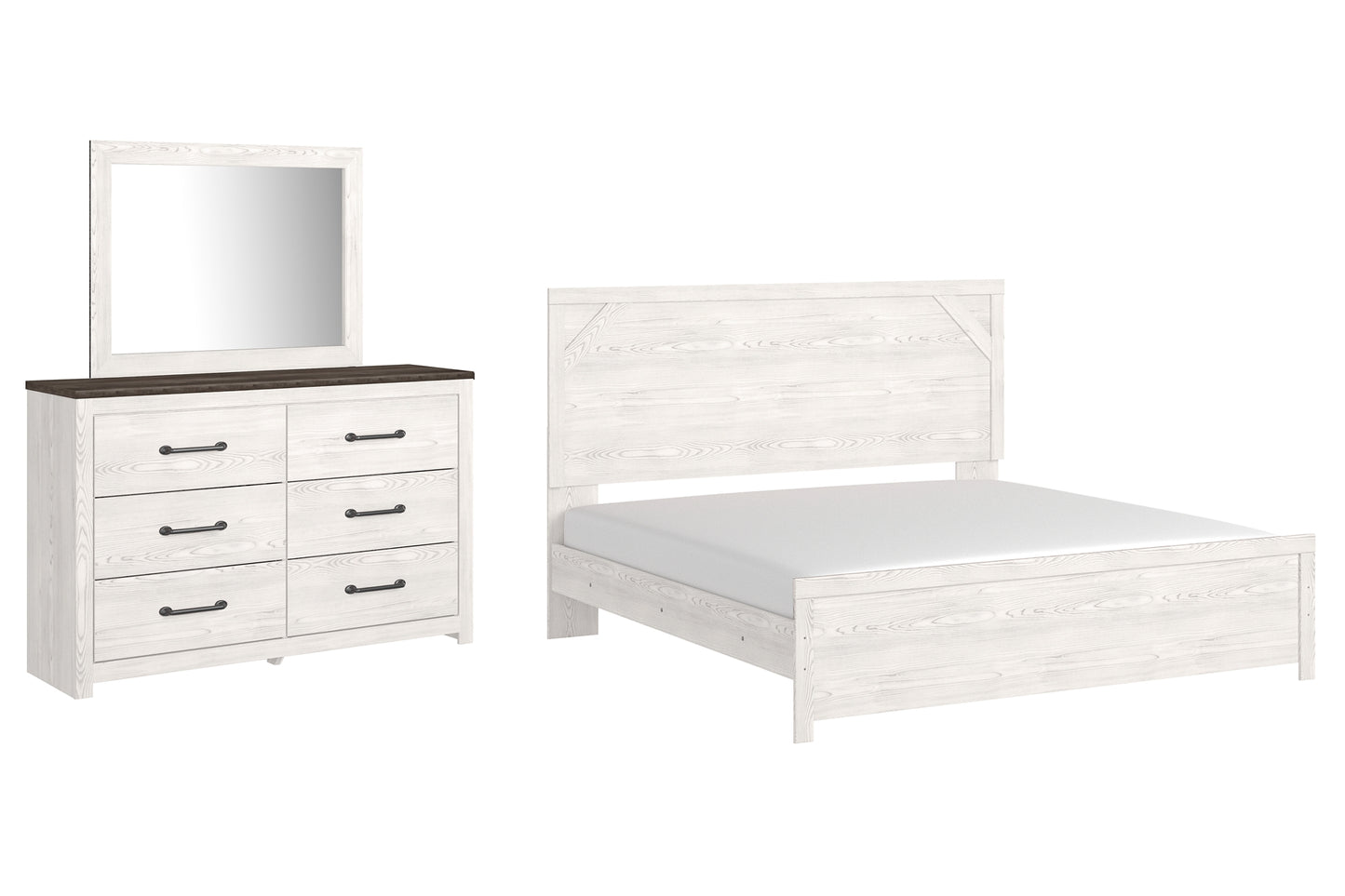 Gerridan King Panel Bed with Mirrored Dresser Milwaukee Furniture of Chicago - Furniture Store in Chicago Serving Humbolt Park, Roscoe Village, Avondale, & Homan Square