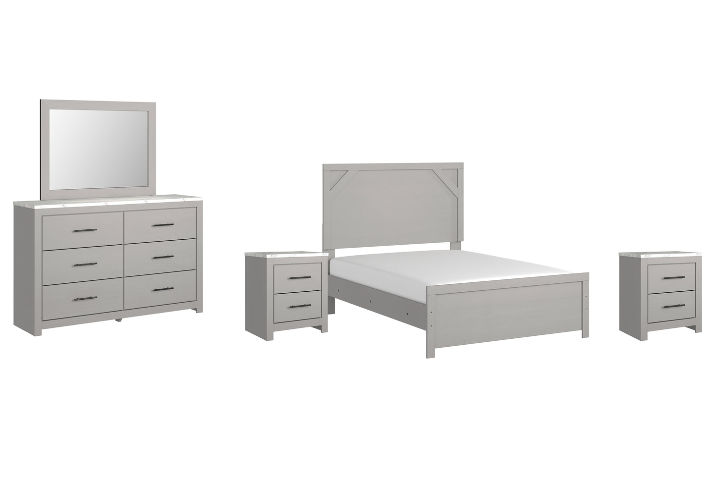 Cottonburg Full Panel Bed with Mirrored Dresser and 2 Nightstands Milwaukee Furniture of Chicago - Furniture Store in Chicago Serving Humbolt Park, Roscoe Village, Avondale, & Homan Square