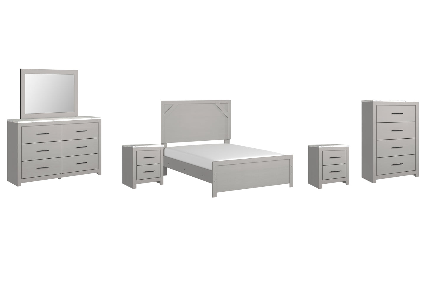 Cottonburg Full Panel Bed with Mirrored Dresser, Chest and 2 Nightstands Milwaukee Furniture of Chicago - Furniture Store in Chicago Serving Humbolt Park, Roscoe Village, Avondale, & Homan Square