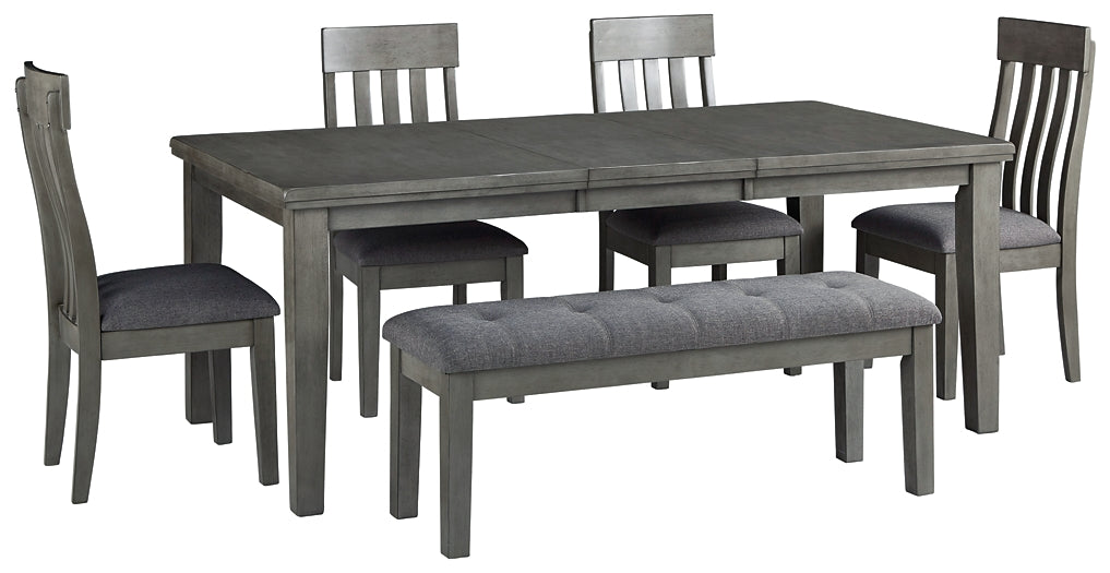 Hallanden Dining Table and 4 Chairs and Bench Milwaukee Furniture of Chicago - Furniture Store in Chicago Serving Humbolt Park, Roscoe Village, Avondale, & Homan Square