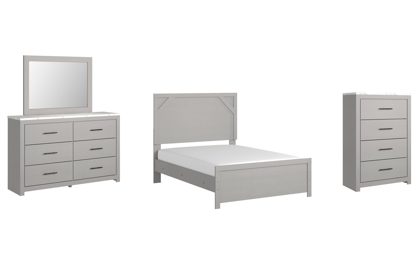 Cottonburg Full Panel Bed with Mirrored Dresser and Chest Milwaukee Furniture of Chicago - Furniture Store in Chicago Serving Humbolt Park, Roscoe Village, Avondale, & Homan Square