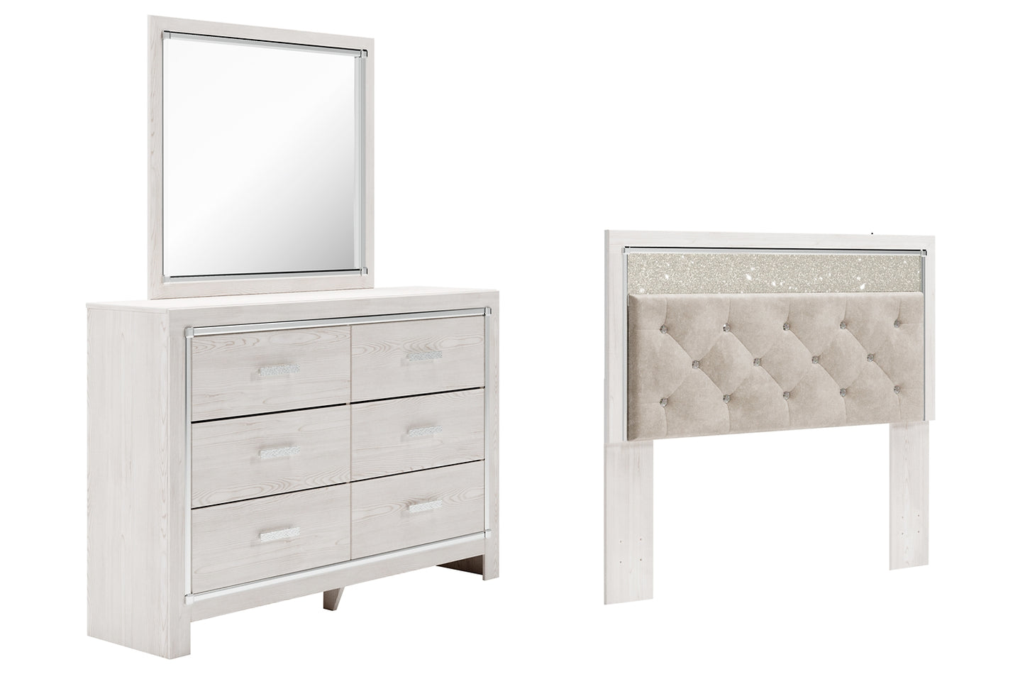 Altyra Queen Panel Headboard with Mirrored Dresser Milwaukee Furniture of Chicago - Furniture Store in Chicago Serving Humbolt Park, Roscoe Village, Avondale, & Homan Square