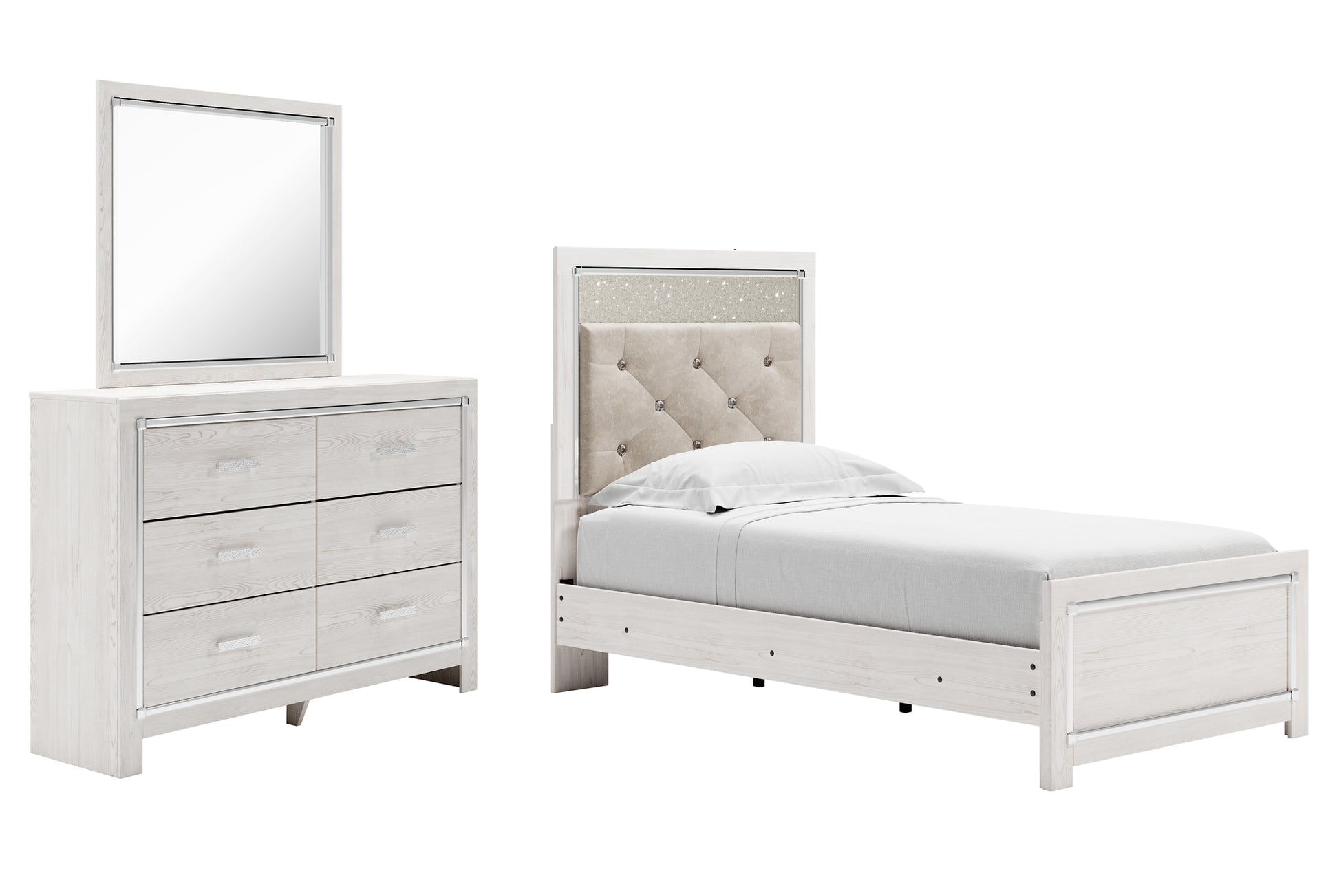 Altyra Twin Panel Bed with Mirrored Dresser Milwaukee Furniture of Chicago - Furniture Store in Chicago Serving Humbolt Park, Roscoe Village, Avondale, & Homan Square