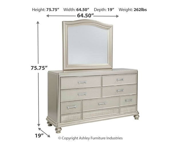 Coralayne King Upholstered Bed with Mirrored Dresser Milwaukee Furniture of Chicago - Furniture Store in Chicago Serving Humbolt Park, Roscoe Village, Avondale, & Homan Square