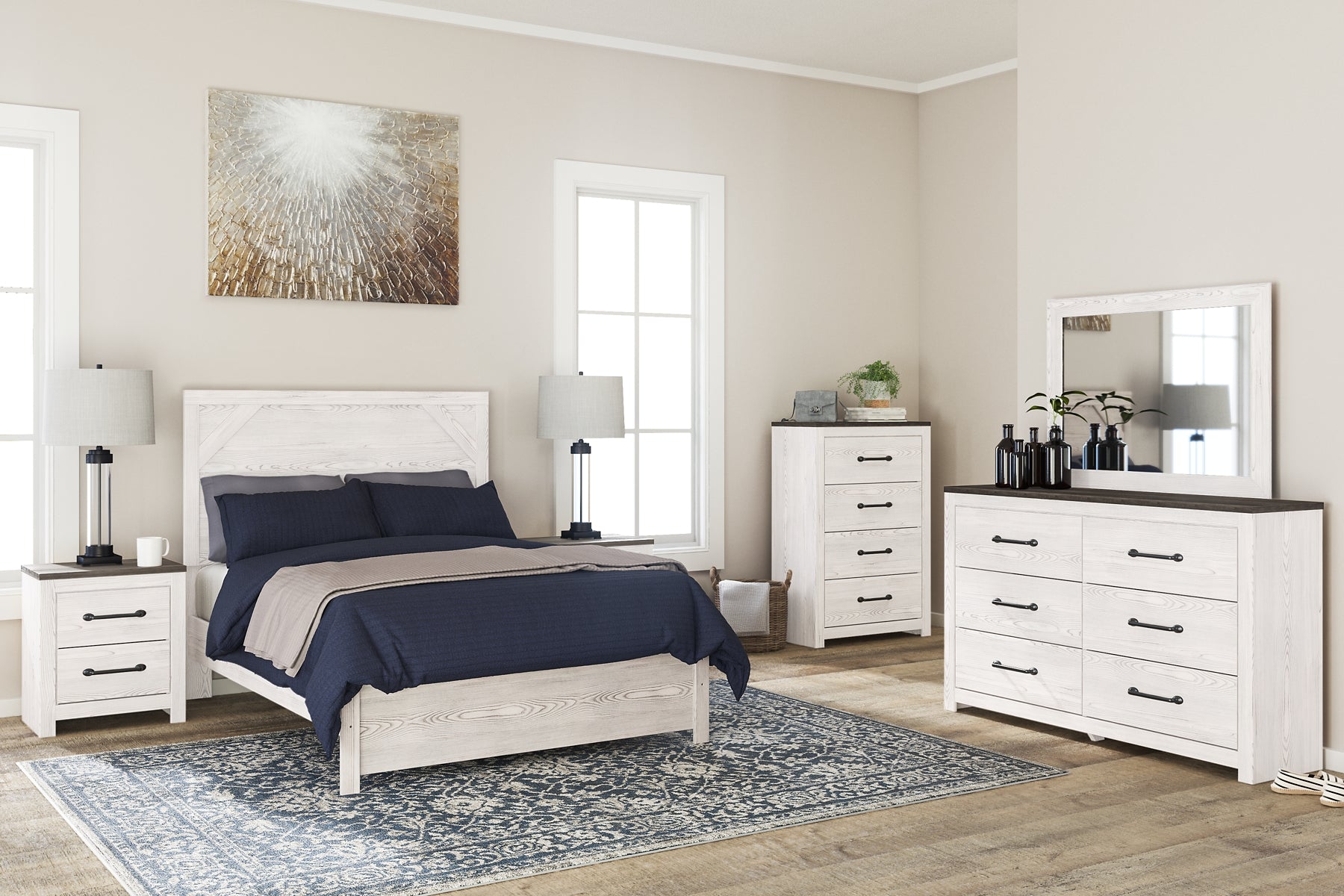 Gerridan Full Panel Bed with Mirrored Dresser, Chest and 2 Nightstands Milwaukee Furniture of Chicago - Furniture Store in Chicago Serving Humbolt Park, Roscoe Village, Avondale, & Homan Square