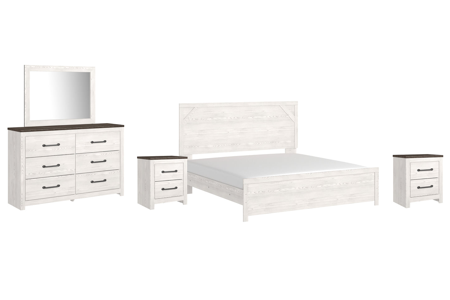 Gerridan King Panel Bed with Mirrored Dresser and 2 Nightstands Milwaukee Furniture of Chicago - Furniture Store in Chicago Serving Humbolt Park, Roscoe Village, Avondale, & Homan Square