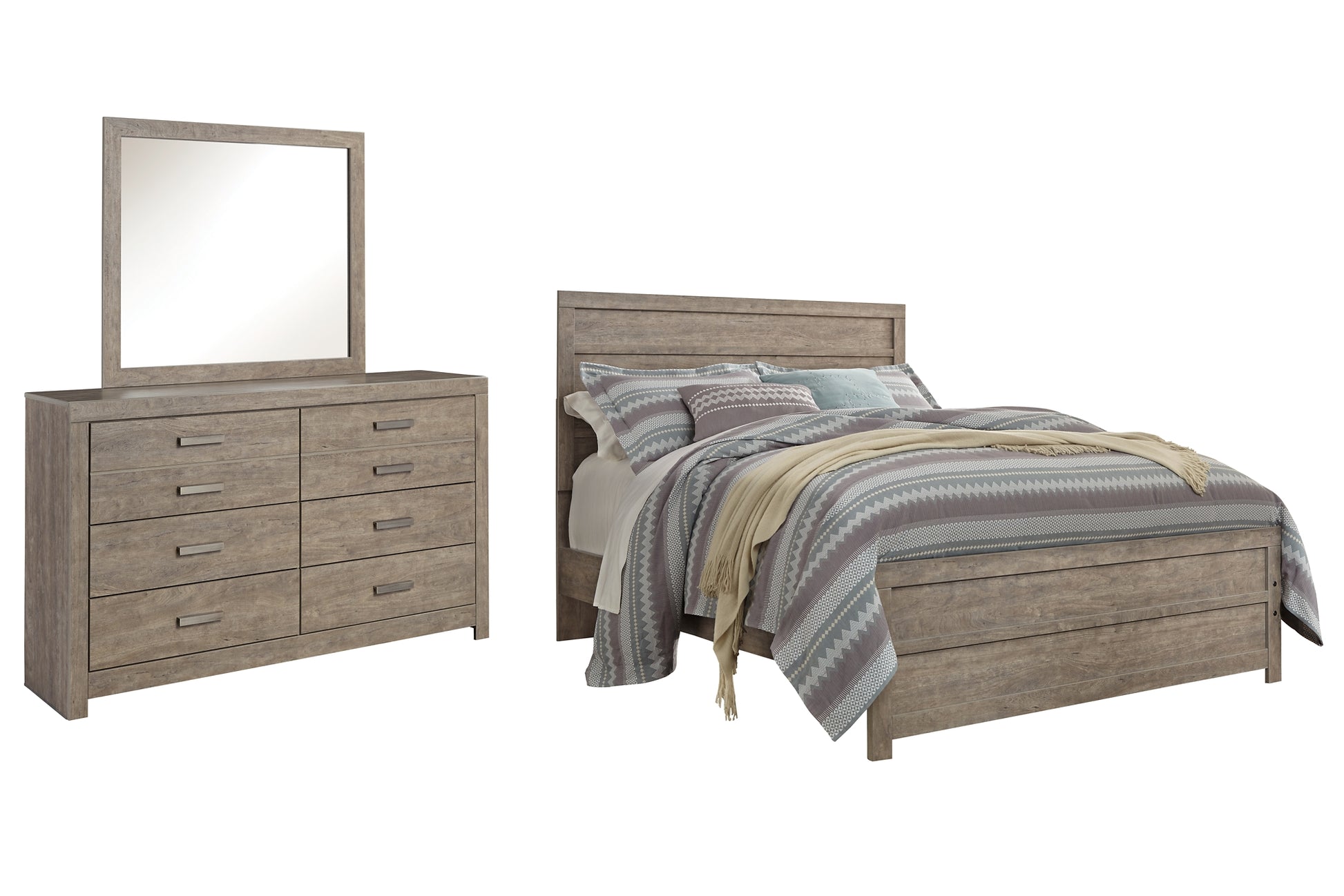 Culverbach Queen Panel Bed with Mirrored Dresser Milwaukee Furniture of Chicago - Furniture Store in Chicago Serving Humbolt Park, Roscoe Village, Avondale, & Homan Square