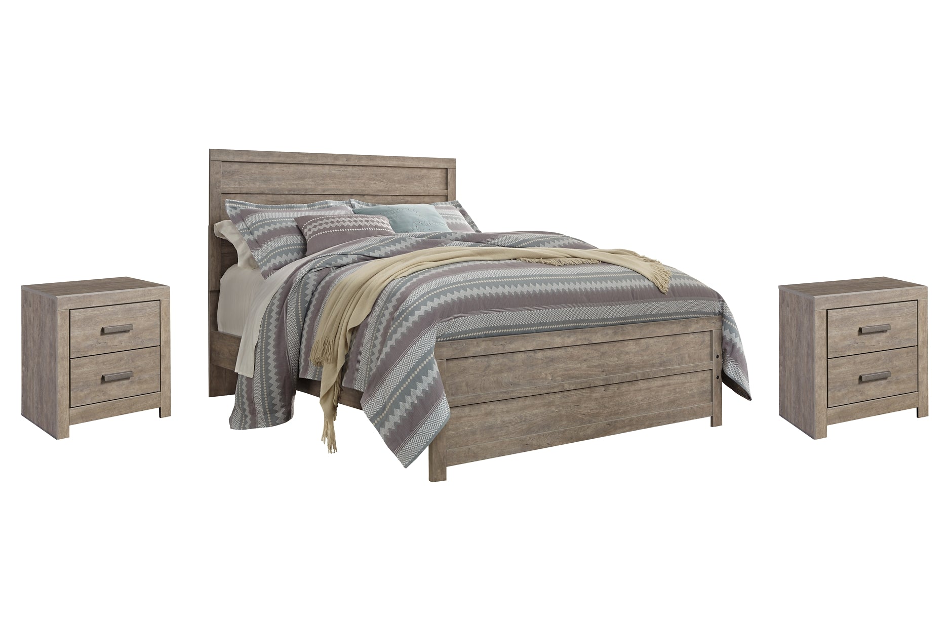 Culverbach Queen Panel Bed with 2 Nightstands Milwaukee Furniture of Chicago - Furniture Store in Chicago Serving Humbolt Park, Roscoe Village, Avondale, & Homan Square