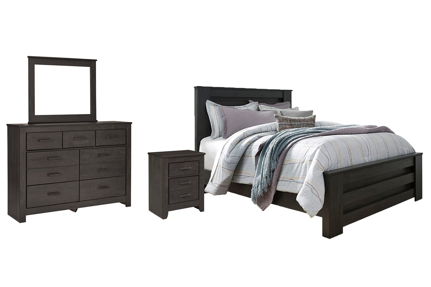 Brinxton Queen Panel Bed with Mirrored Dresser and Nightstand Milwaukee Furniture of Chicago - Furniture Store in Chicago Serving Humbolt Park, Roscoe Village, Avondale, & Homan Square
