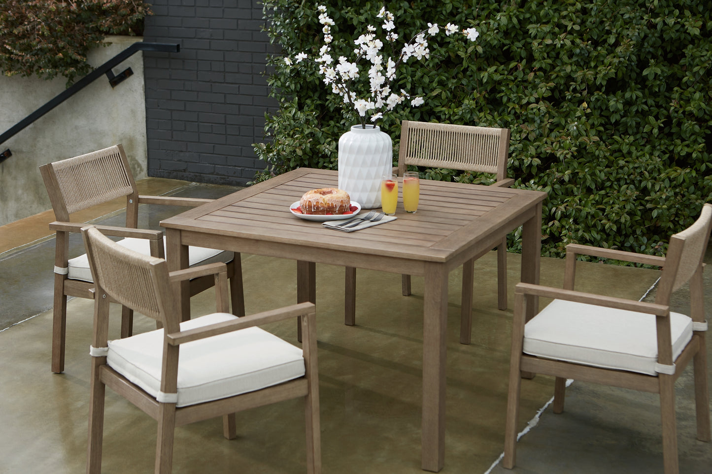 Aria Plains Outdoor Dining Table and 4 Chairs Milwaukee Furniture of Chicago - Furniture Store in Chicago Serving Humbolt Park, Roscoe Village, Avondale, & Homan Square