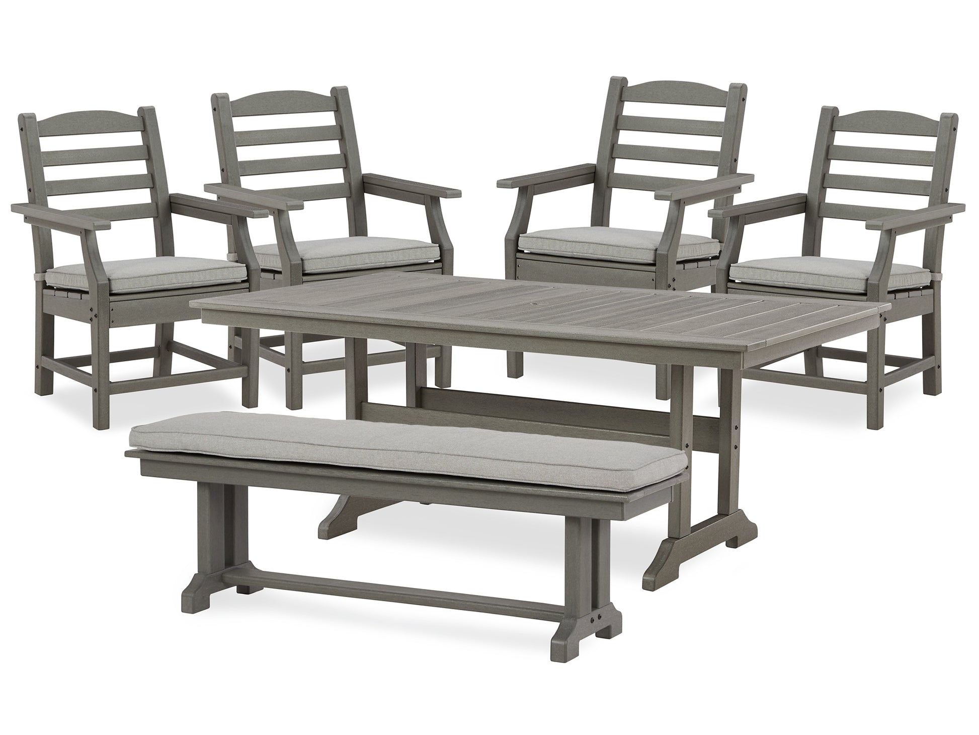 Visola Outdoor Dining Table and 4 Chairs and Bench Milwaukee Furniture of Chicago - Furniture Store in Chicago Serving Humbolt Park, Roscoe Village, Avondale, & Homan Square