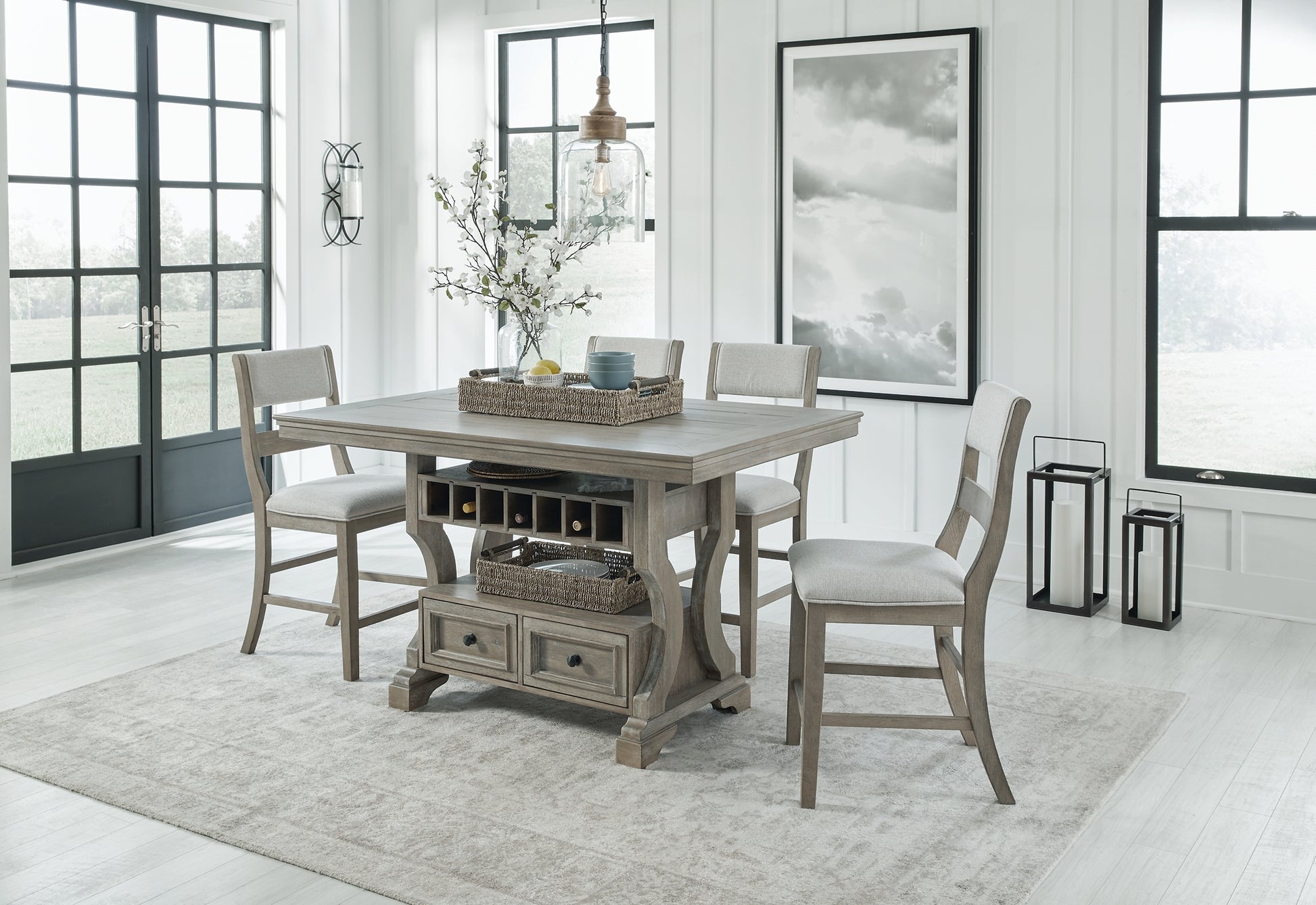 Moreshire Counter Height Dining Table and 4 Barstools Milwaukee Furniture of Chicago - Furniture Store in Chicago Serving Humbolt Park, Roscoe Village, Avondale, & Homan Square