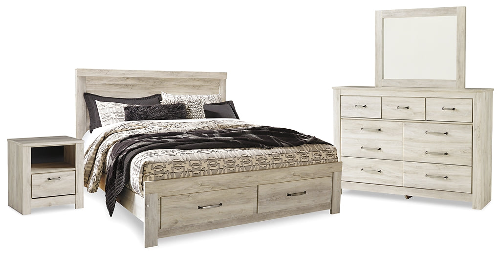Bellaby King Platform Bed with 2 Storage Drawers with Mirrored Dresser and Nightstand Milwaukee Furniture of Chicago - Furniture Store in Chicago Serving Humbolt Park, Roscoe Village, Avondale, & Homan Square
