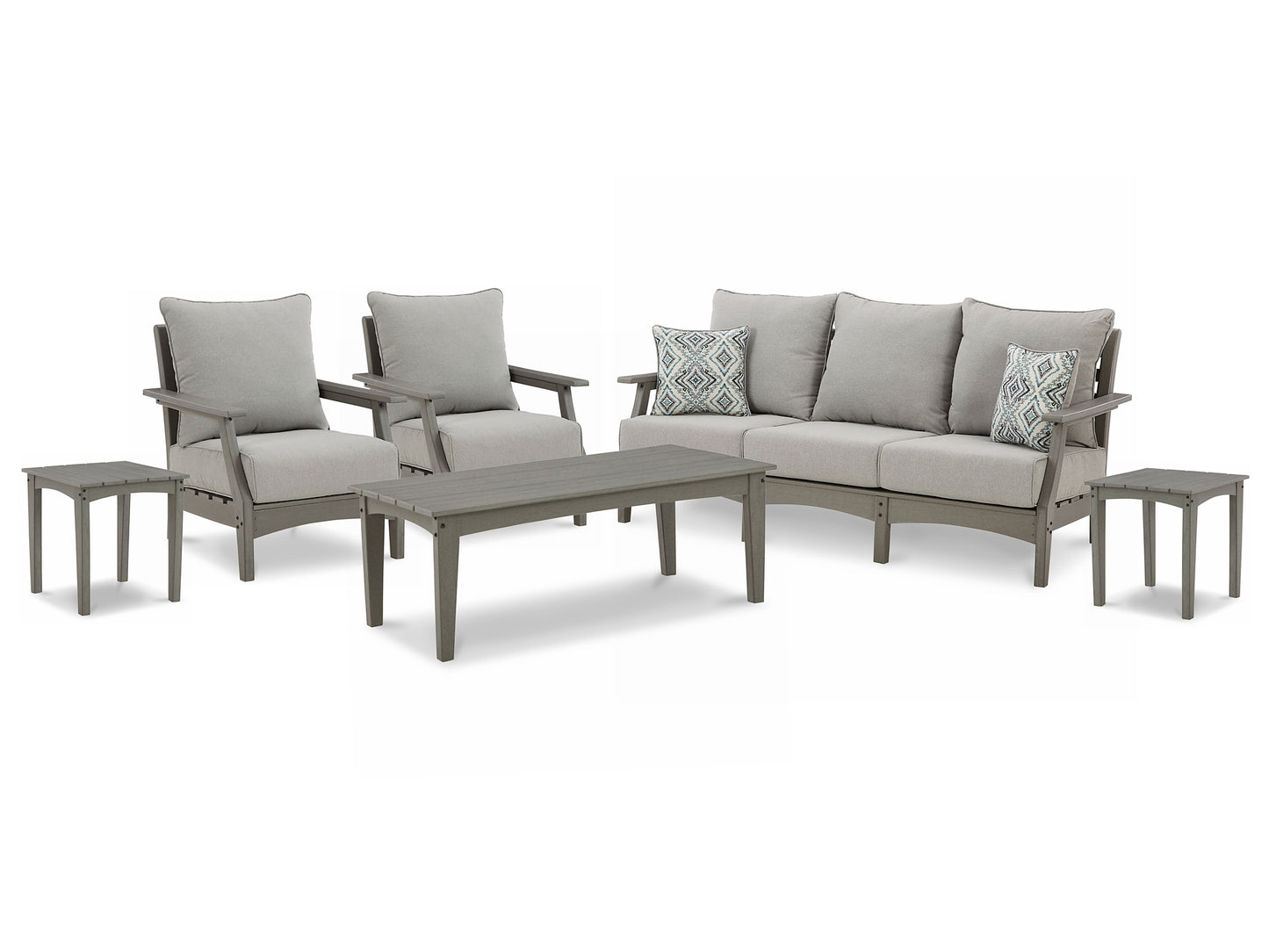 Visola Outdoor Sofa and  2 Lounge Chairs with Coffee Table and 2 End Tables Milwaukee Furniture of Chicago - Furniture Store in Chicago Serving Humbolt Park, Roscoe Village, Avondale, & Homan Square