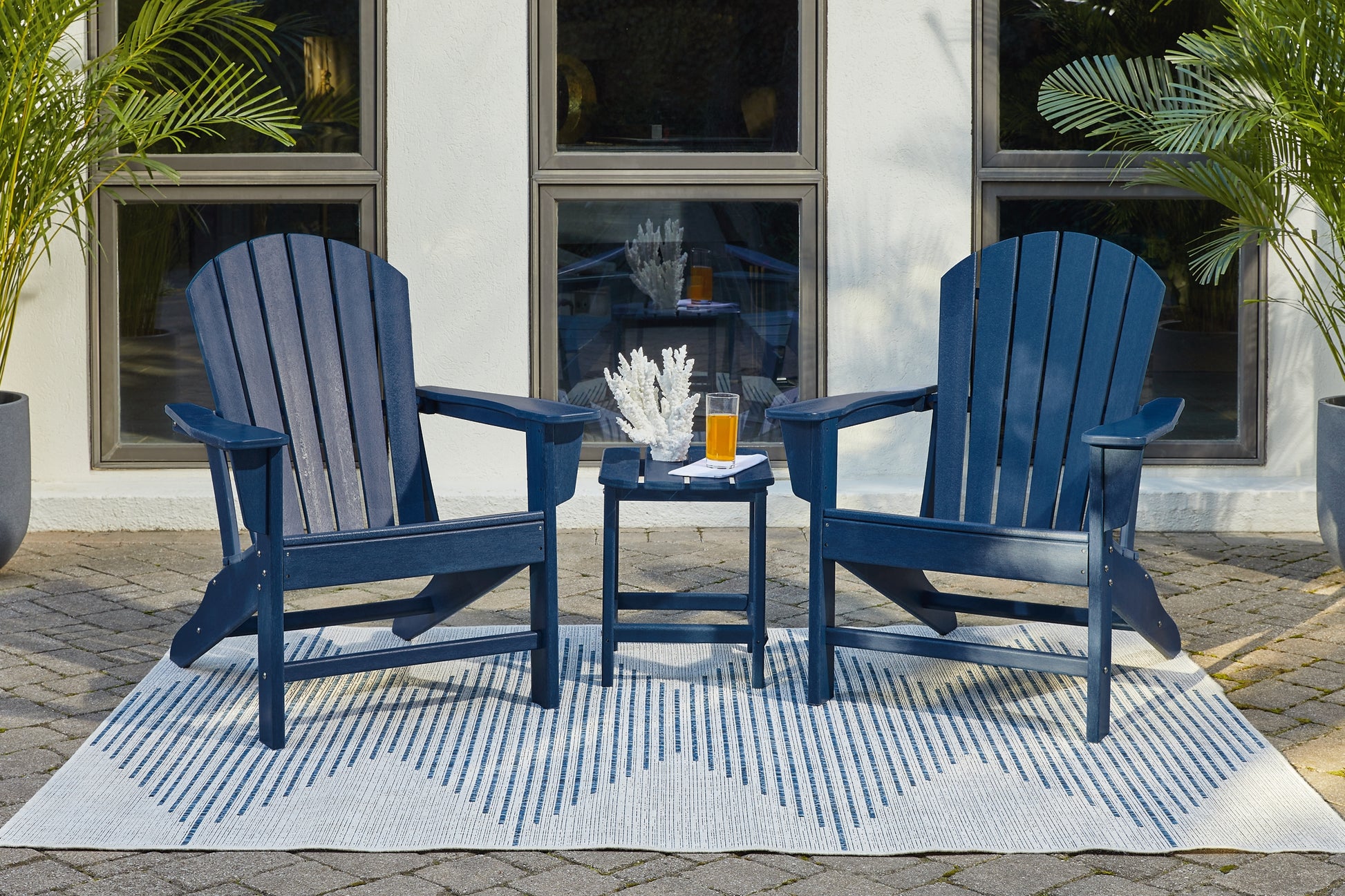 Sundown Treasure 2 Adirondack Chairs with End table Milwaukee Furniture of Chicago - Furniture Store in Chicago Serving Humbolt Park, Roscoe Village, Avondale, & Homan Square