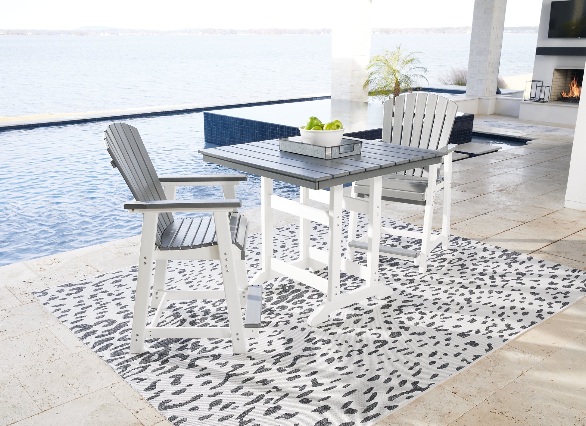 Transville Outdoor Counter Height Dining Table and 2 Barstools Milwaukee Furniture of Chicago - Furniture Store in Chicago Serving Humbolt Park, Roscoe Village, Avondale, & Homan Square