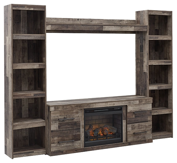 Derekson 4-Piece Entertainment Center with Electric Fireplace Milwaukee Furniture of Chicago - Furniture Store in Chicago Serving Humbolt Park, Roscoe Village, Avondale, & Homan Square