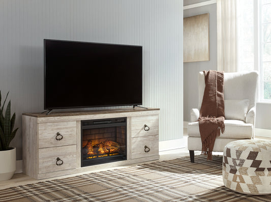 Willowton TV Stand with Electric Fireplace Milwaukee Furniture of Chicago - Furniture Store in Chicago Serving Humbolt Park, Roscoe Village, Avondale, & Homan Square