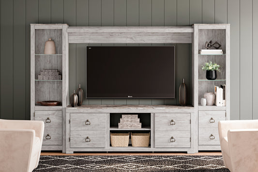 Willowton 4-Piece Entertainment Center Milwaukee Furniture of Chicago - Furniture Store in Chicago Serving Humbolt Park, Roscoe Village, Avondale, & Homan Square